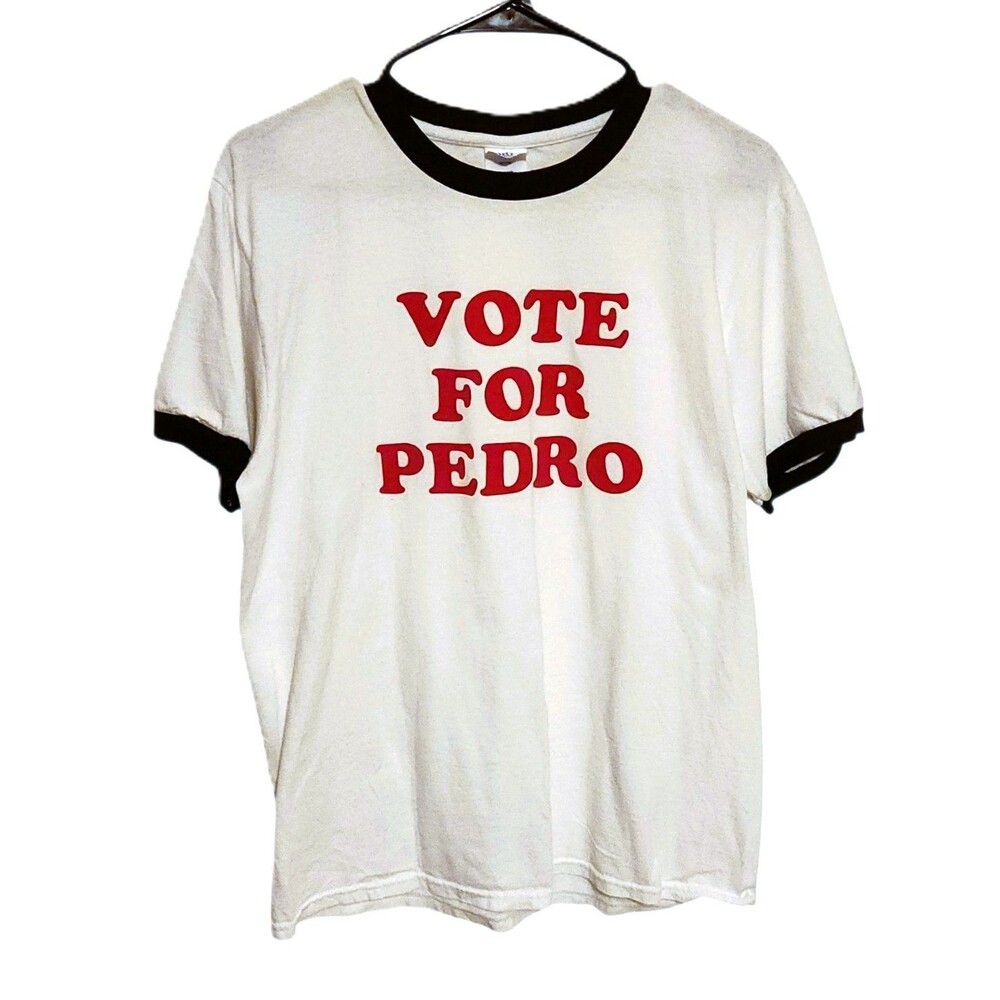 Vote for Pedro Novelty Ringer T-Shirt Cotton Unisex Size Medium Movie Costume